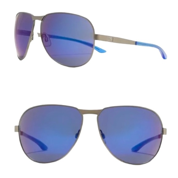 Puma Aviator Sunglasses Gray Frame Blue Acetate Lens 63-13- 135 mm 100% UV Pro - Picture 4 of 9